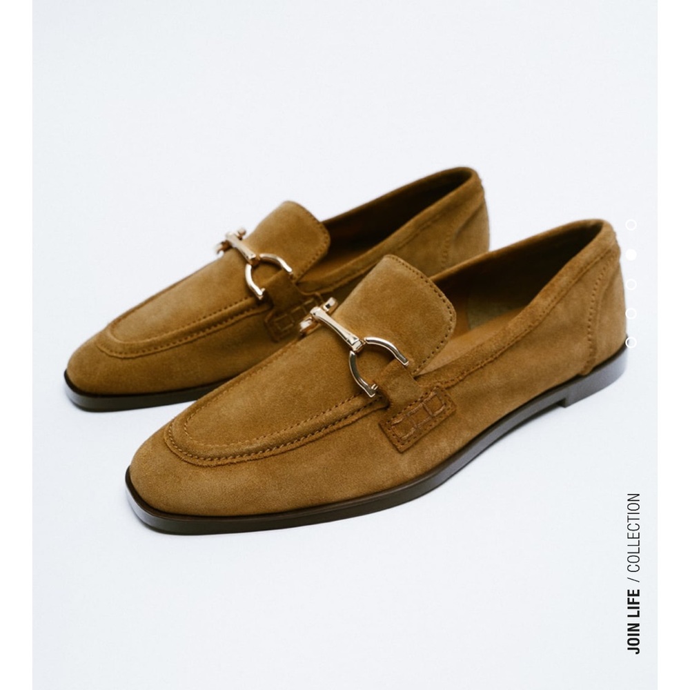 ZARA SOFT FLAT SUEDE LOAFERS